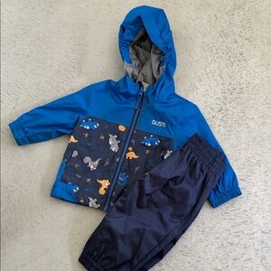 Gusti Blue Dinosaur Print Rain Jacket and Pants Set